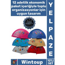 Wintoup #yelpaze Kalite Estetik Tasarım Dayanıklı Katlanır Estetik Bambu Çift Taraflı Renkli Yelpaze 12'li
