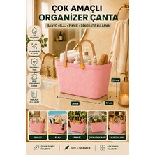 Nomikase Deri Görünümlü Plastik Organizer Sepet - Çok Amaçlı, Taşıması Kolay ve Şık
