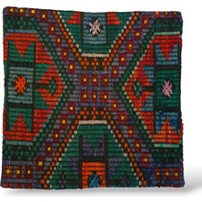 Ottoman Pouffe Art Deco ''özel Seri Halı'' El Dokuması Vintage Bohem Otantik Kırlent Minder 50X50CM [11]