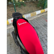 Utku Giyim Vespa Uyumlu Mini ve Midi Motosiklet Sele Kılıfı Kırmızı Likralı - Koruyucu Saran Kumaş