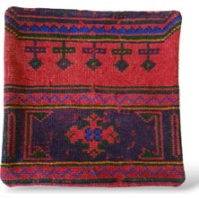 Ottoman Pouffe Art Deco Bohem Eskitme Özel Seri Halı El Dokuması Vintage Kırlent Minder 40X40CM (305)