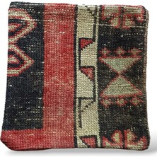 Ottoman Pouffe Art Deco Eskitme Özel Seri Halı El Dokuması Vintage Kırlent Minder Kılıfı 30X30CM (010)
