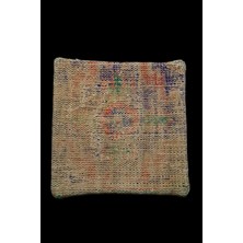 Ottoman Pouffe Art Deco Eskitme Özel Seri Halı El Dokuması Vintage Kırlent Minder 40X40CM (0146)