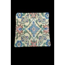 Ottoman Pouffe Art Deco Bohem Özel Seri El Dokuması Halı Vintage Kırlent Minder 40X40CM (0184)