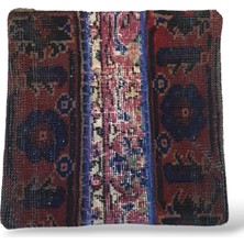 Ottoman Pouffe Art Deco Bohem Eskitme Özel Seri Halı El Dokuması Vintage Kırlent Minder 40X40CM 346