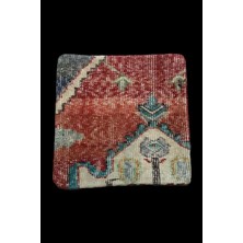 Ottoman Pouffe Art Deco Bohem Özel Seri El Dokuması Halı Vintage Kırlent Minder 40X40CM (0157)