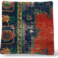 Ottoman Pouffe Art Deco Bohem Eskitme Özel Seri Halı El Dokuması Vintage Kırlent Minder 40X40CM (0246)