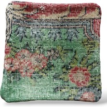 Ottoman Pouffe Art Deco Bohem Özel Seri Halı El Dokuması Vintage Kırlent Minder 30X30CM [011]
