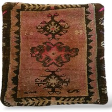 Ottoman Pouffe Art Deco Bohem Eskitme Özel Seri Halı El Dokuması Vintage Kırlent Minder 40X40CM (0267)