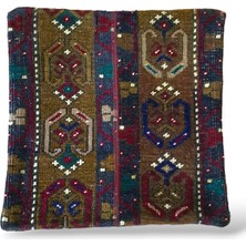 Ottoman Pouffe Art Deco Bohem Eskitme Özel Seri Halı El Dokuması Vintage Kırlent Minder 40X40CM (334)