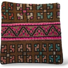 Ottoman Pouffe Art Deco Bohem Eskitme Özel Seri Halı El Dokuması Vintage Kırlent Minder 40X40CM 432