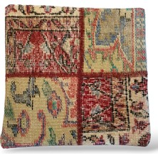 Ottoman Pouffe Bohem Eskitme Özel Seri Halı El Dokuması Vintage Kırlent Minder 40X40CM (262)