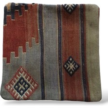 Ottoman Pouffe Art Deco Bohem Özel Seri Kilim El Dokuması Vintage Kırlent Minder 30X30CM [027]