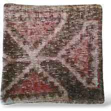Ottoman Pouffe Art Deco Bohem Eskitme Özel Seri Halı El Dokuması Vintage Kırlent Minder 40X40 cm (294)
