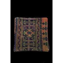 Ottoman Pouffe Art Deco Bohem Özel Seri Halı El Dokuması Vintage Kırlent Minder 40X40CM (0175)