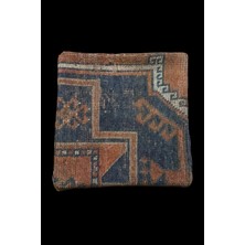 Ottoman Pouffe Art Deco El Dokuması Eskitme Özel Seri Halı Vintage Kırlent Minder 40X40CM (0176)