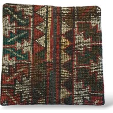 Ottoman Pouffe Art Deco Bohem ''özel Seri Halı'' El Dokuması Vintage Kırlent Minder 40X40CM 381