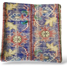 Ottoman Pouffe Art Deco Bohem Eskitme Özel Seri Halı El Dokuması Vintage Kırlent Minder 40X40CM (298)