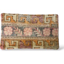 Ottoman Pouffe Art Deco Bohem Eskitme Özel Seri Halı El Dokuması Vintage Kırlent Minder 30X50CM (42)