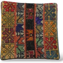Ottoman Pouffe Art Deco Bohem Eskitme Özel Seri Halı El Dokuması Vintage Kırlent Minder 40X40CM (0234)