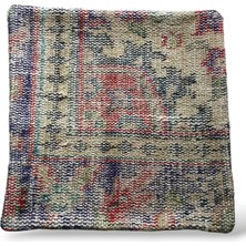 Ottoman Pouffe Art Deco Bohem El Dokuması Özel Seri Halı Vintage Kırlent Minder 40X40CM (0119)