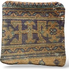 Ottoman Pouffe Art Deco Bohem Özel Seri Halı El Dokuması Vintage Kırlent Minder 30X30CM [013]