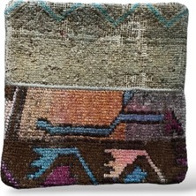 Ottoman Pouffe Art Deco Eskitme Özel Seri Halı El Dokuması Vintage Kırlent Minder 30X30CM (04)