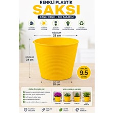Nexvoria Renkli Plastik Saksı – 9.5 Litre Büyük Boy Çiçek Saksısı Sarı( Tabaksız )| Iç ve Dış Mekan Saksı / 15 Pot Üretim Saksısı Set