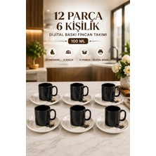 L'edoren Seramik 12 Parça 6 Kişilik Türk Kahvesi Fincan Takımı 100 ml Kahve Seti