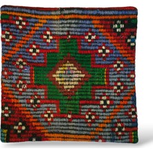 Ottoman Pouffe Art Deco Bohem Halı El Dokuması Vintage Kırlent Minder 50X50CM [13]