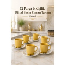 L'edoren Seramik 12 Parça 6 Kişilik Türk Kahvesi Fincan Takımı 100 ml Kahve Seti