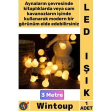 Wintoup #led Dekoratif Aydınlatma Şerit Işık Süsleme 3 Metre Şık Beyaz Top Gün Işığı Pilli 2 Kademeli 20 LED