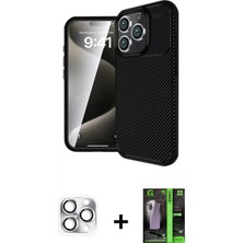 Marsilyan™- iPhone 16 Pro Max Kılıf Eksen Form Prime - Şeffaf 360 Full Body Arka Koruyucu + Pers Alüminyum Kamera Lens - Gs