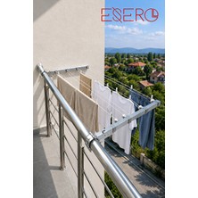 UltraMint Paslanmaz Metal Balkon Askılığı - 4 Makaralı