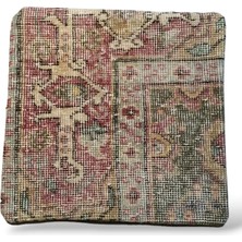 Ottoman Pouffe Art Deco Bohem Halı El Dokuması Vintage Kırlent Minder 40X40CM 198