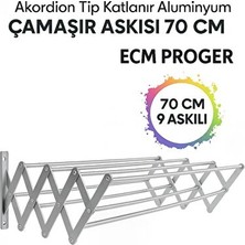 UltraMint Akordiyon Katlanabilir Çamaşır Askısı - 70 cm Genişlik, 9 Çubuklu