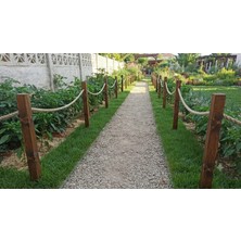 Green Efficiency Dekoratif Rustik Jüt Halatlı Ahşap Direkli Bahçe Çiti Bahçe Sınır Çözümü ( Emprenyeli )