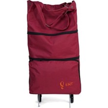 Bordo Katlanabilir Tekerlekli Seyahat ve Alışveriş Çantası
