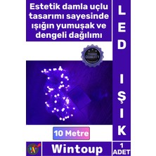 Wintoup #led Şık Dekoratif Yılbaşı Aydınlatma Süsleme 10 Metre Damla Uçlu Pembe Işık Şeffaf Kablo 100 LED