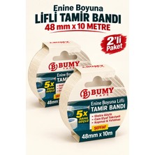 Bumy 2 Adet Lifli Tamir Bandı 48 mm x 10 Metre Şeffaf Cam Elyaf Takviyeli Güçlü Fiber Tamir Bandı