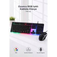 Başkenttekno Oyuncu Rgb Işıklı Kablolu Q Klavye ve Mouse Seti TMK03
