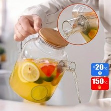Empressco Borosilikat Cam Demlik Sürahi, Bambu Kapaklı, Süzgeçli, Çok Yönlü Kullanım