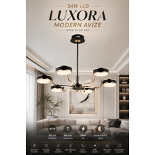 Elvora Home Modern (Premium) Ledli 54W 6'lı Siyah Gold Sarkıt Avize Salon Oturma Odası Mutfak Yatak Odası Avizesi Modelleri