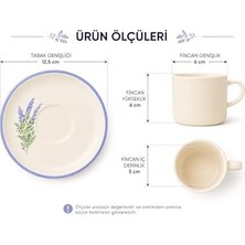Vavis Kahve Fincan Takımı, Lavanta Desenli 4 Parça 2 Kişilik Seramik, Seramik Kahve Takımı, 4 Parça Kahve Seti, Şık Desenli Seramik Türk Kahvesi Fincan Seti, Premium Seramik Kahve Seti, Modern Kahve Seti