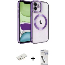 Marsilyan™- iPhone 11 Kılıf Nova Işık Özel Seri - Şeffaf Uv Polymer Nano Ekran Koruyucu + Renkli Kamera Lens Koruma Cam - Sı