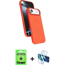 Marsilyan™- iPhone 17 Air Kılıf Iz Işık Koleksiyonu - Siyah 3D Antistatik Cam Ekran Koruyucu + Raze Metal Kamera Lens - Gs