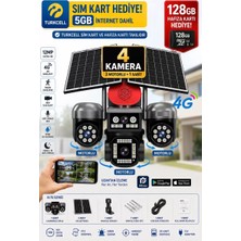 Ventus FullSET 128GB + Turkcell Hat 4 Kameralı ( 3 Motorlu +1 Sabit) 12MP Sirenli Çift Solar Panel 20800Mah Batarya HiEasy Güvenlik Kamerası