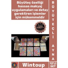 Wintoup #ayna Makyaj Aksesuarı Taşınabilir Katlanabilir Model Modern 12'li Büyüteçli Dikdörtgen Cep Aynası