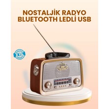 Ronanna Buğz Eskitme Tasarımlı Ahşap Bluetooth Radyo LED Aydınlatmalı