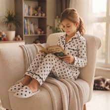 Cubbux Kız Çocuk Terlikli Pijama Takımı Seti %100 Pamuklu Rahat